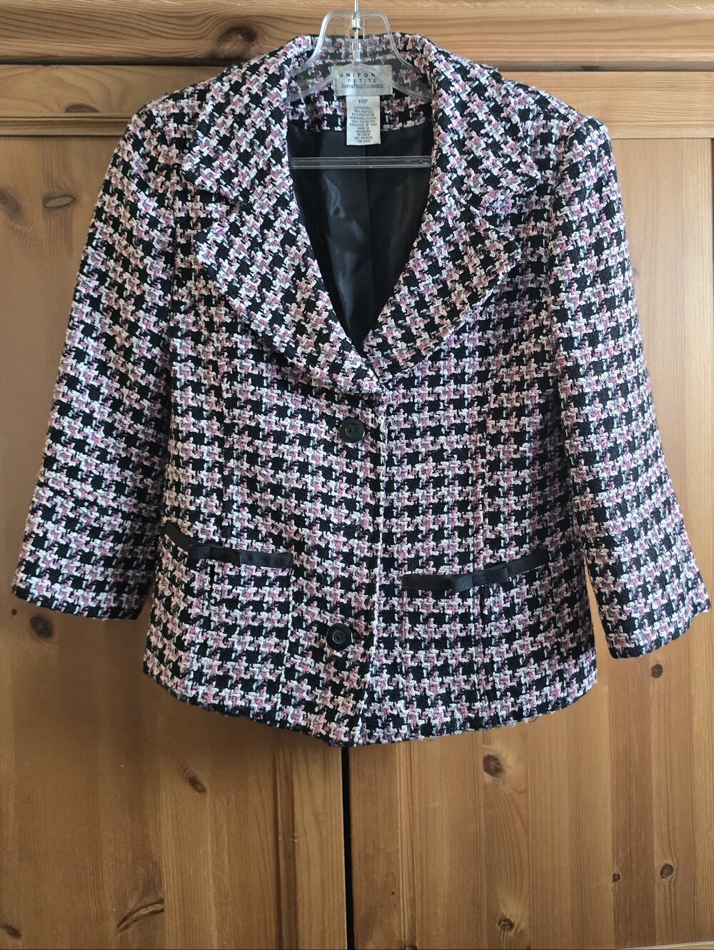 Tahari ASL Pink & Black Tweed Jacket